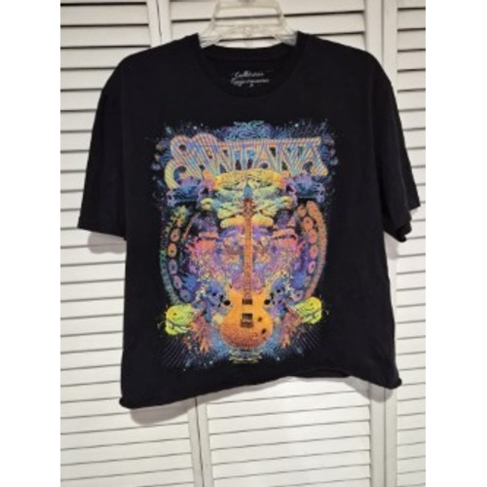 Santana Graphic Tee Collective Consciousness Awakening Black Cotton Shirt Large